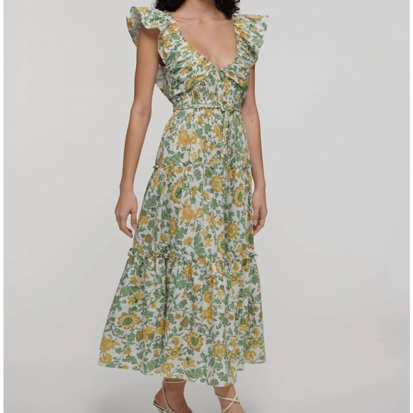 Derek Lam Dresses & Skirts - Derek Lam IO Crosby Size 0 Anastasia Ruffle Maxi Dress In Yellow Multi Floral
